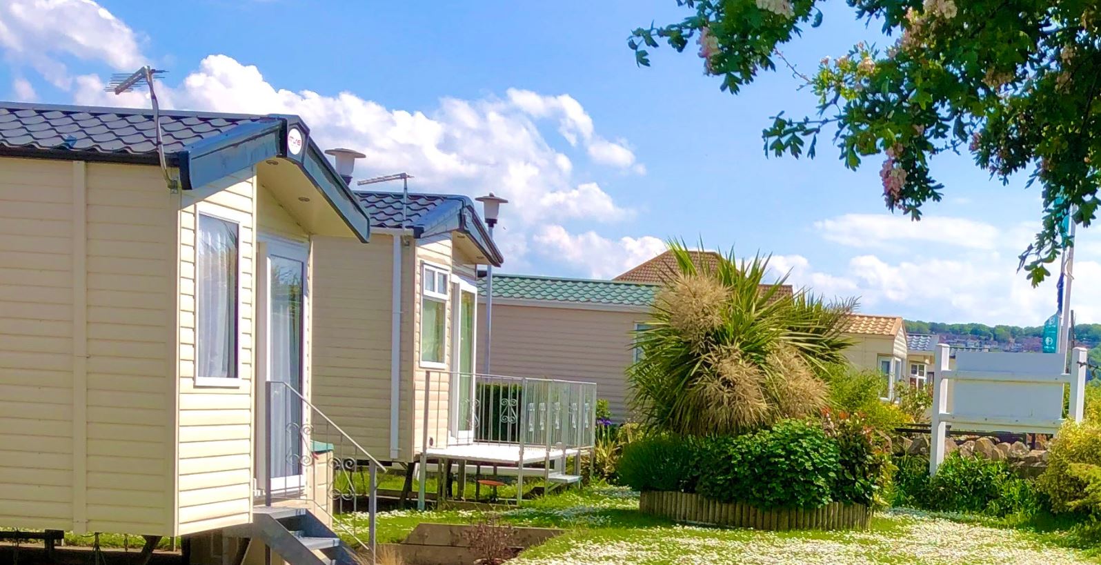 A row of Holiday homes on a beautiful sunny day