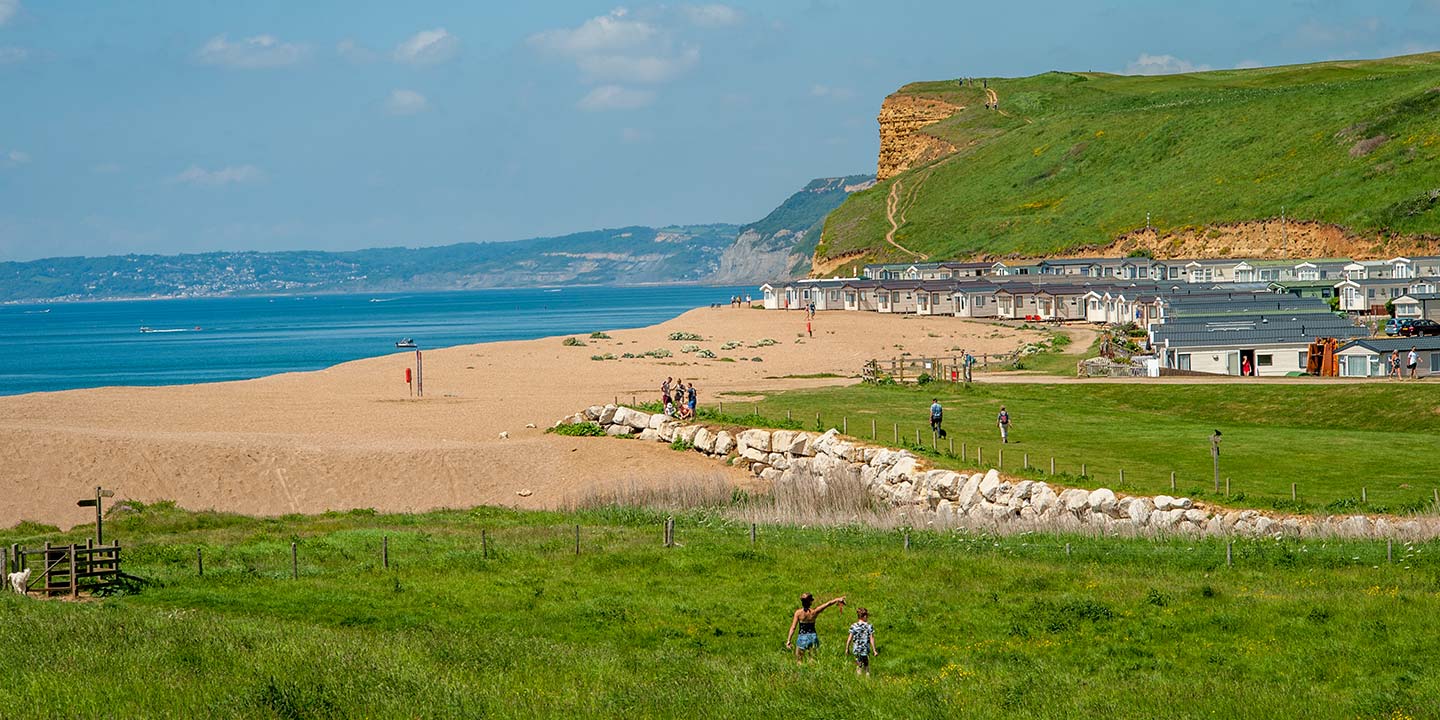 A view of Bridport beach, perfect for holiday parks in Dorset by the coast