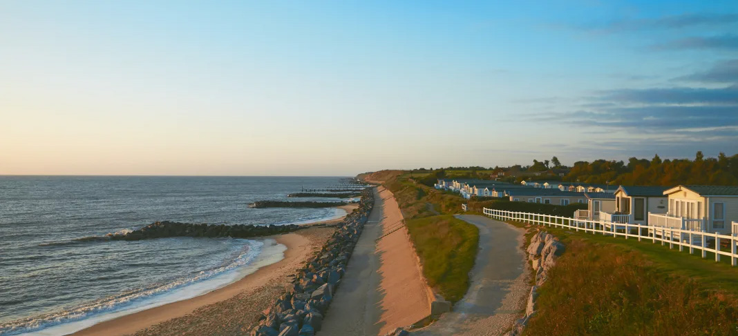 Aview of Hopton Holiday Village for Norfolk caravan holidays by the beach and sea