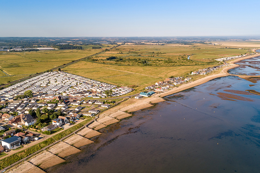 An arial view of the holiday park next to the coastline