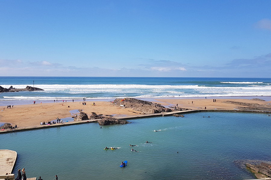 The Sea Pool at Bude with the Atlantic Ocean in the Background