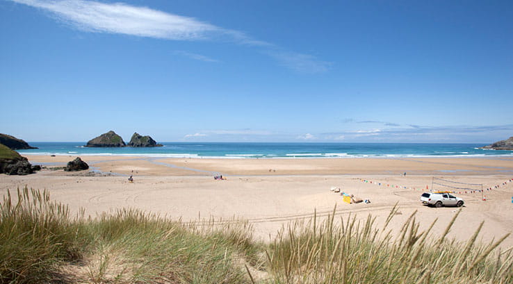 The Beautiful Golden Sand Beach of Holywell Bay