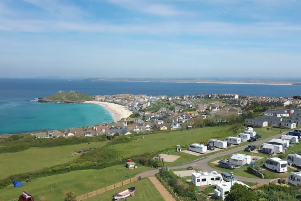A Holiday Park Overlooking Porthmeor Beach, St Ives Town and St Ives Bay