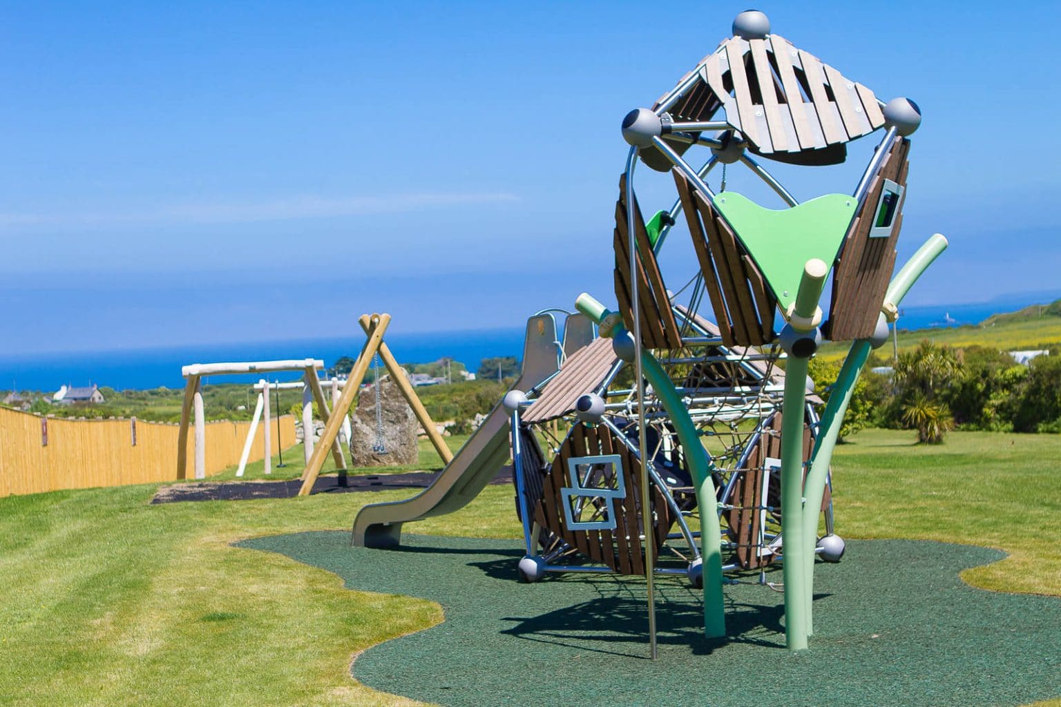 An Outdoor Play Area with Ocean Views in the Distance