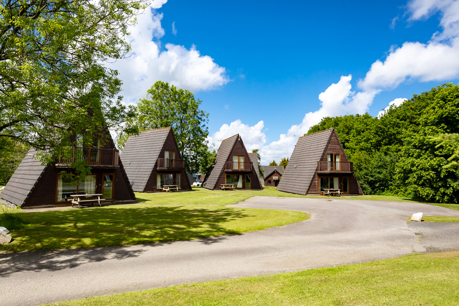 Triangular Shaped Wooden Holiday Homes at Bodmin Holiday Park Resort