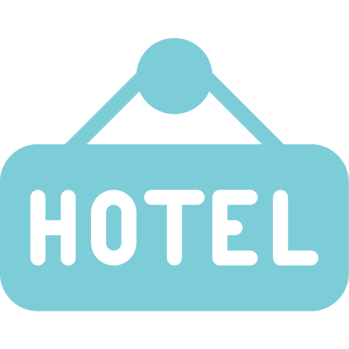 Blue coloured hotel sign icon