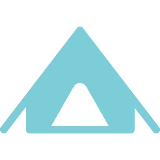 A blue coloured tent icon
