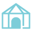 A blue coloured yurt icon