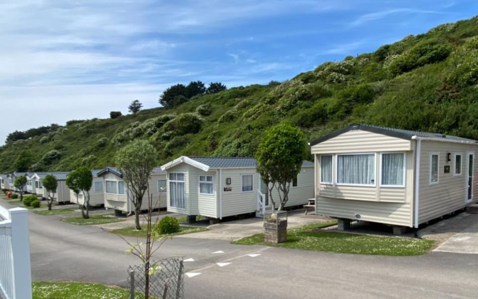 A view of holiday homes with natural bushes growing behind