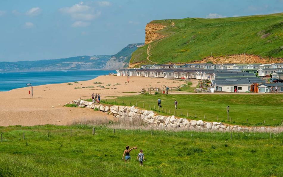 A view of Bridport beach, perfect for holiday parks in Dorset by the coast
