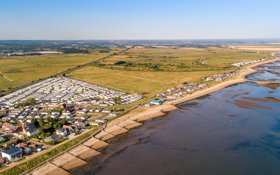 An arial view of the holiday park next to the coastline