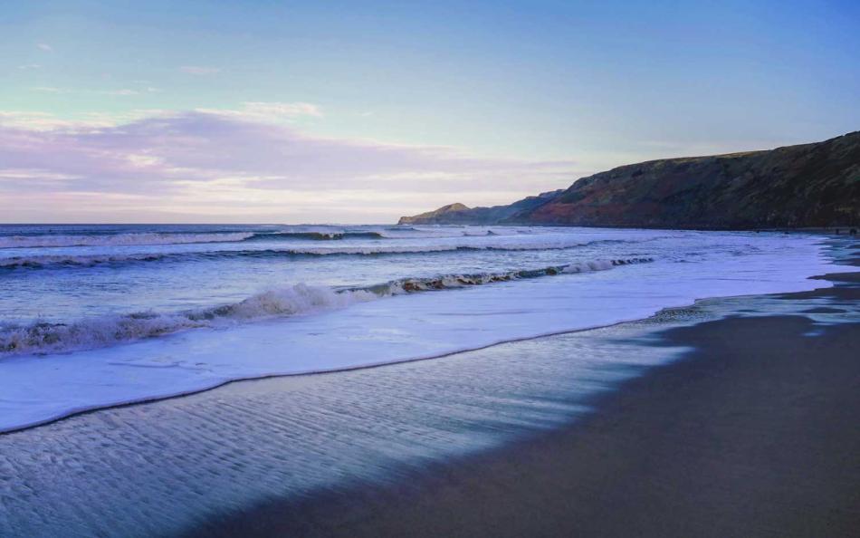 Waves at Saltburn as Daylight Fades