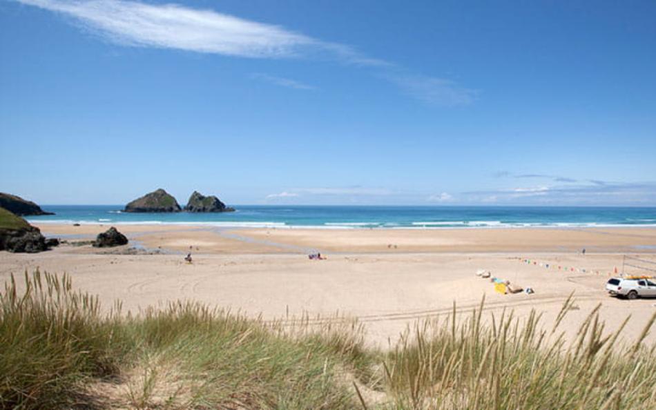 The Beautiful Golden Sand Beach of Holywell Bay