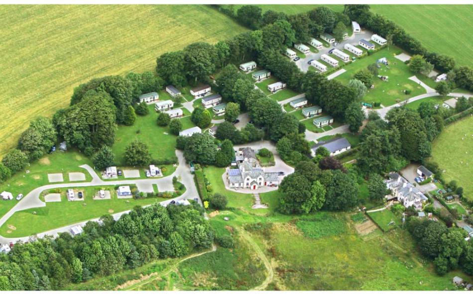 An Arial View of Woodovis Holiday Park Surrounded by Trees