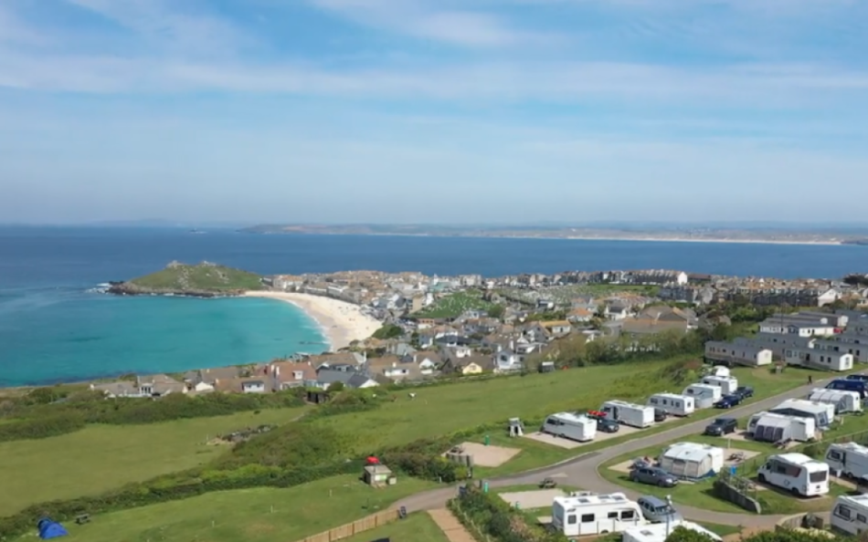 A Holiday Park Overlooking Porthmeor Beach, St Ives Town and St Ives Bay 