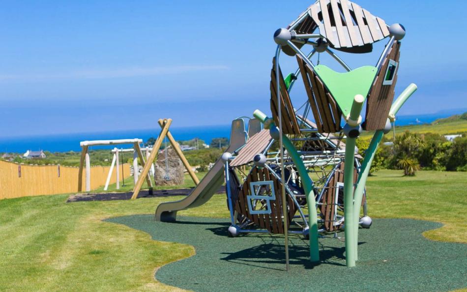 An Outdoor Play Area with Ocean Views in the Distance