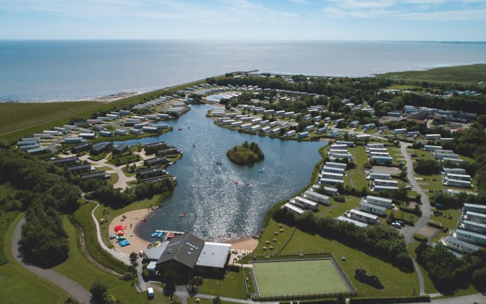 Lakeland Leisure Park Surrounded by Green Fields and the Ocean