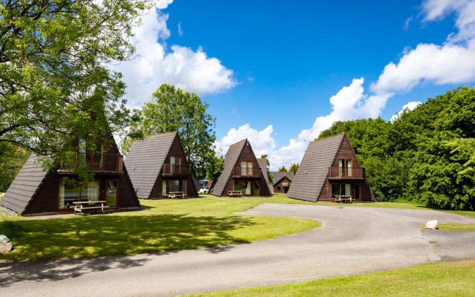 Triangular Shaped Wooden Holiday Homes at Bodmin Holiday Park Resort