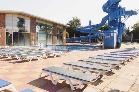 loungers by the flume at Highfield Grange Holiday Park