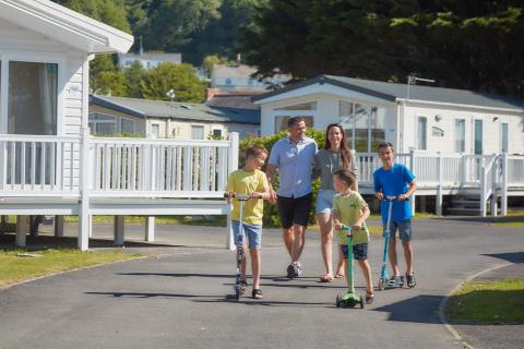 static caravans by Wales beach at Pendine Sands Holiday Park
