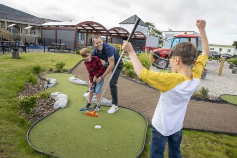 the crazy golf course for families at Ty Mawr Holiday Park
