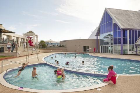 outdoor swimming pool at Combe Haven Holiday Park