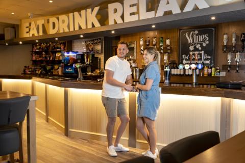 at the bar at Pakefield Holiday Park