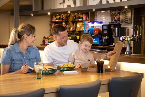 eating in the restaurant at Pakefield Holiday Park