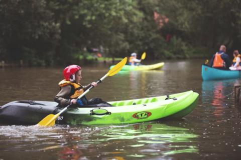 having fun in the kayaks at Primrose Valley Holiday Park