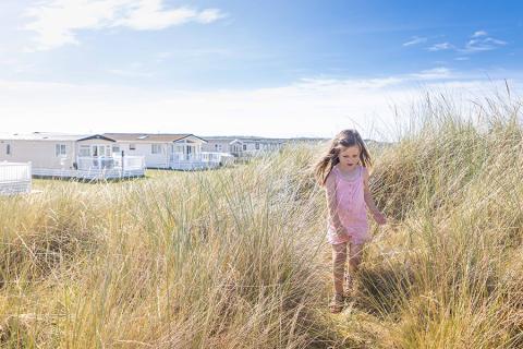 Silver Sands caravan site with caravans by the beach in Moray in Scotland