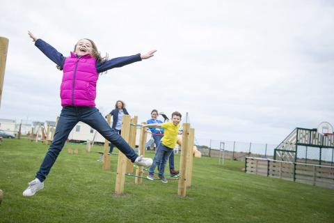 kids having fun outside at Whitley Bay Holiday Park