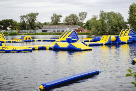 the inflatables at the waterpark at Billing Aquadrome