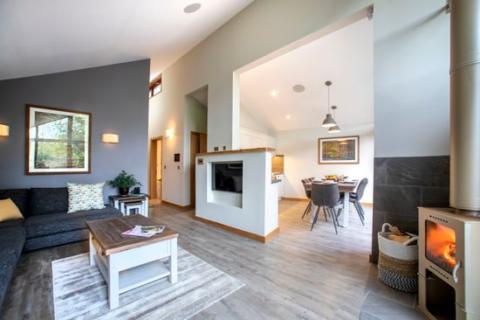 inside a luxury lodge at Garwant in the Breccon Beacons