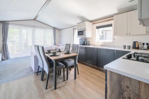 inside a luxury caravan at Hayling Island Holiday Park