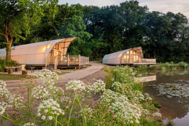 unique pods by the lakes at Clawford Lakes Resort and Spa