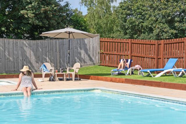 outdoor swimming pool at Dartmoor View Holiday Park near Okehampton in Devon
