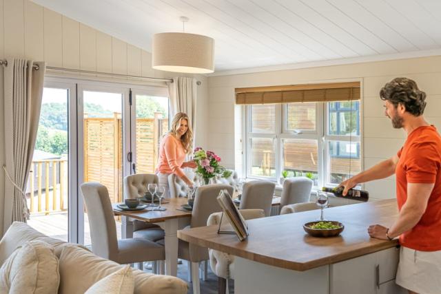 inside a luxury lodge at Devon Hills Holiday Park in Paignton