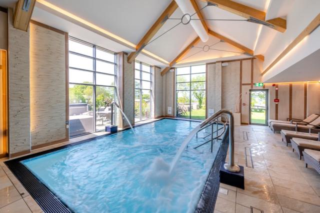the indoor swimming pool at Hawkchurch Resort and Spa lodge park in Devon