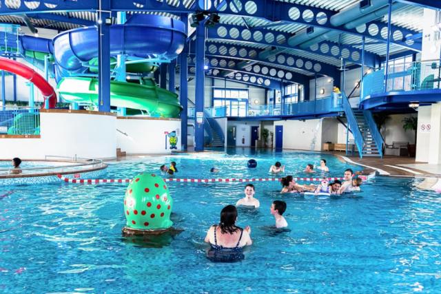 indoor pool with slides at hendra newquay