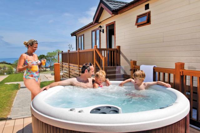 lodges with hot tubs at Ladram Bay Holiday Park in Devon