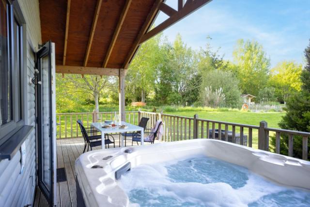 hot tub with a view at redlake farm in somerset