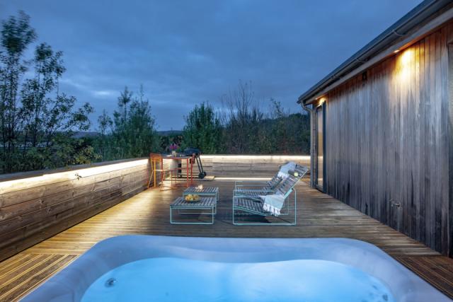 hot tub lodges, strawberryfield park glamping, cheddar