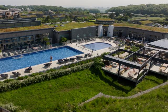 swimming pool at una st ives lodges in cornwall