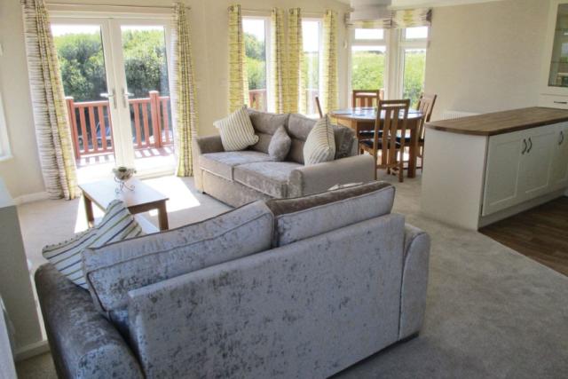 lounge in a caravan at port haverigg holiday village 