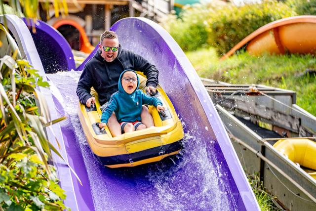 the flume rides at Woodlands Family Theme Park