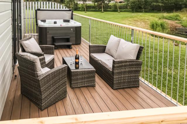 private decking at flaxton meadows luxury lodges 