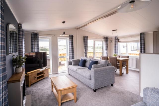 inside a luxury lodge at Crofthead Holiday Park