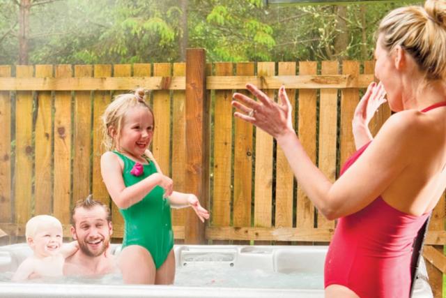 private hot tub at st andrews forest lodges in kincaple