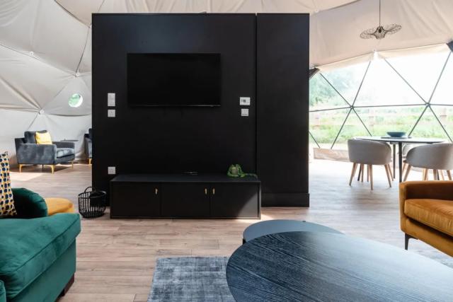 luxury glamping pod interior at Angrove Country Park