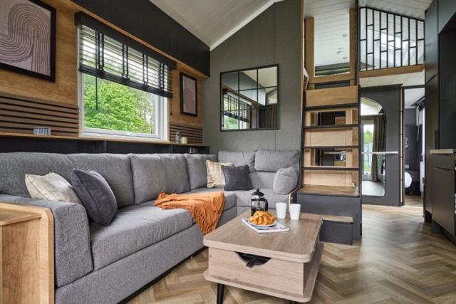 inside a luxury lodge at Cornish Meadows Holiday Park